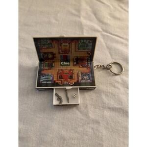 Mini Clue Board game 3x3” Vintage Keychain 1998 Hasbro Key Ring Parker Brothers